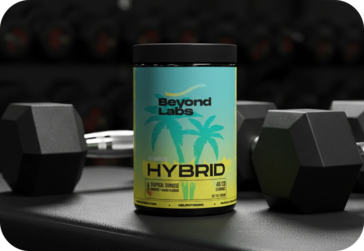 Beyond Labs Hybrid — supplement label and packaging design